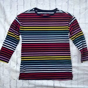 NWOT Kids Size 10 Primary LS Rainbow Stripe Shirt